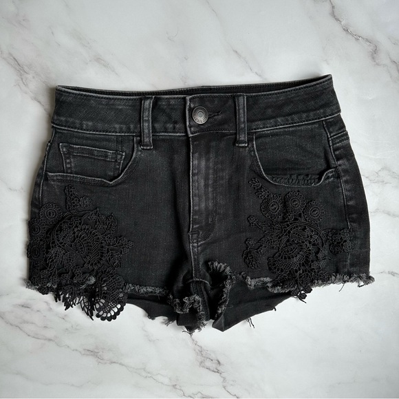 American Eagle Outfitters Black US 0 Super Super Stretch X Hi-Rise Shotie - Picture 3 of 16